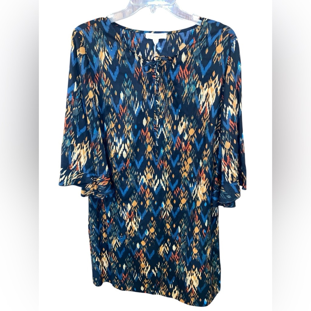 NWT Beach Lunch Lounge Cindy 3/4 Sleeve Shift Dress Medium Black Artsy